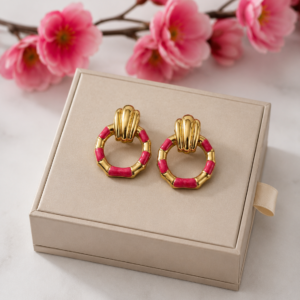 Golden Pink Earrings
