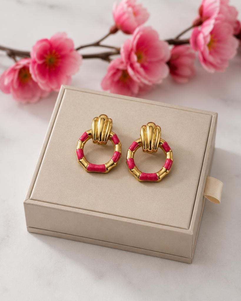 Golden Pink Earrings