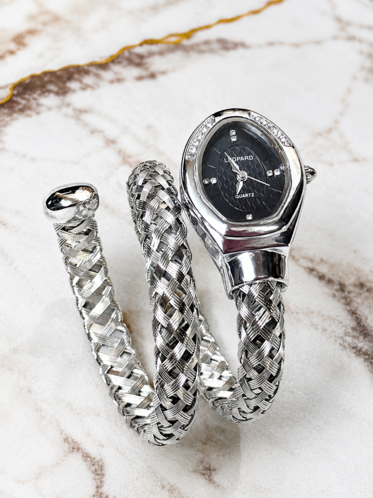Leopard Silver Weave Watch