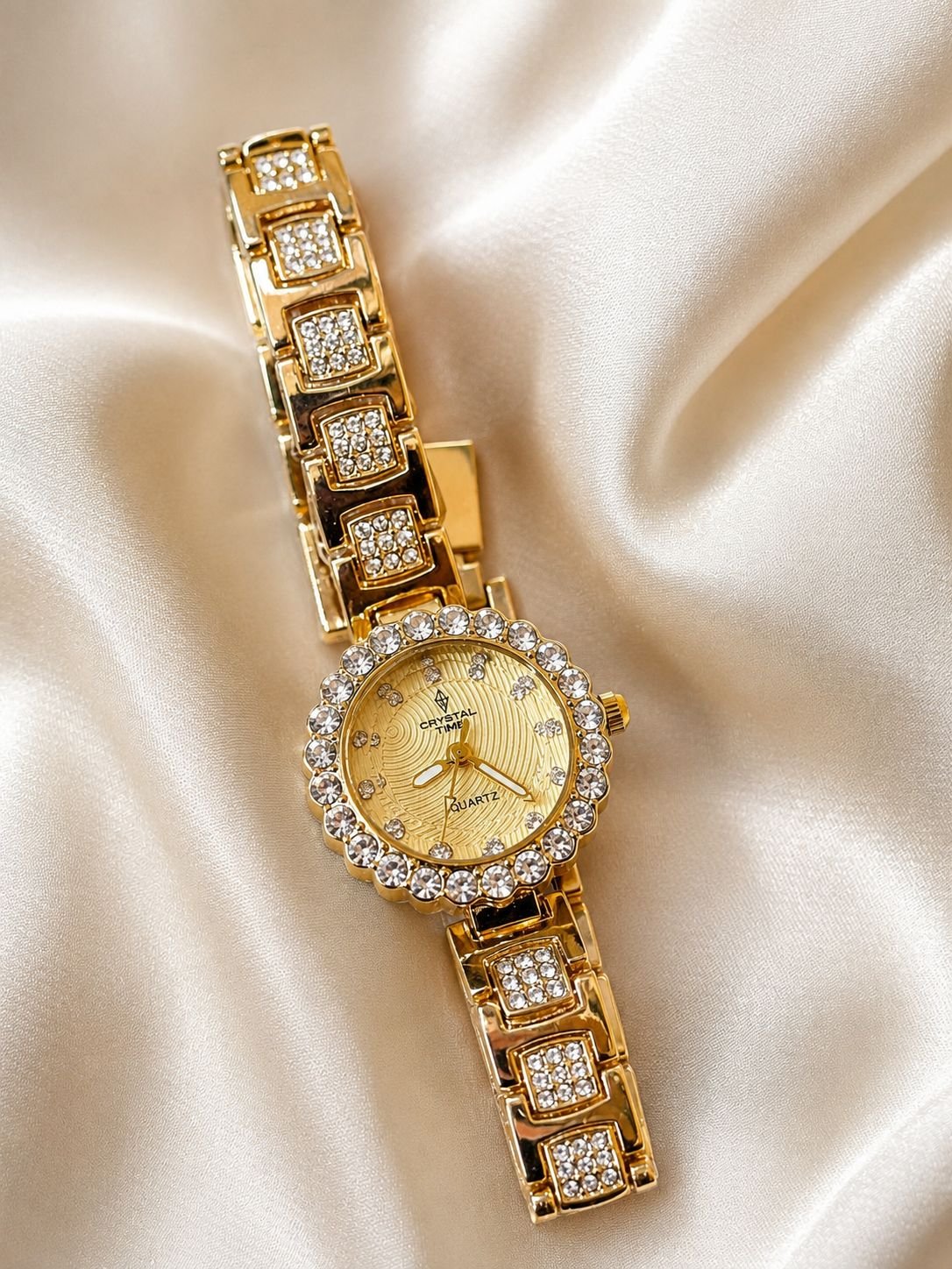 Golden Champagne Crystal Quartz Watch - Image 2