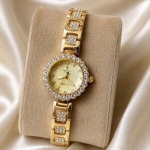 Golden Champagne Crystal Quartz Watch