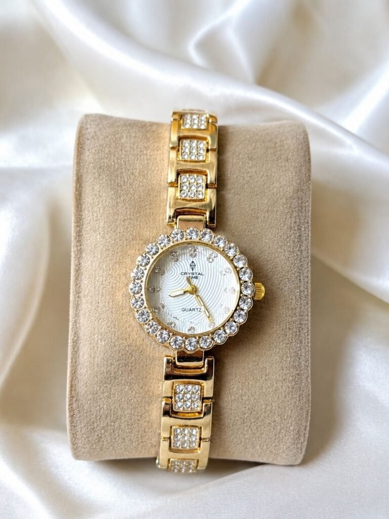 Golden Crystal Rhinestone Quartz Watch