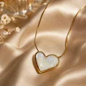 Golden Pearl Heart Necklace