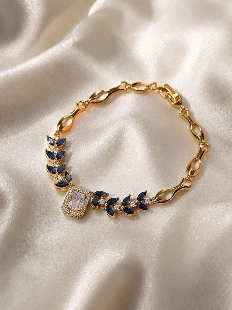 Golden Sapphire Floral Bracelet