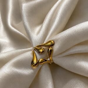 Golden Teardrop Sculptural Ring